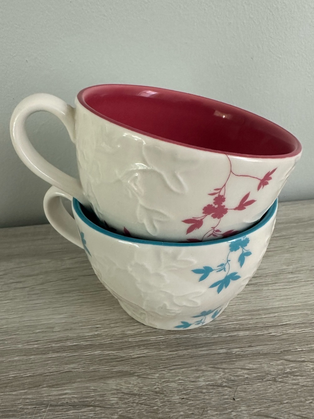 Starbucks Mug Set, Vintage, White, Pink, Blue, Floral, Collectible, 2026, 9oz.